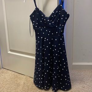 Navy blue dress with white dots